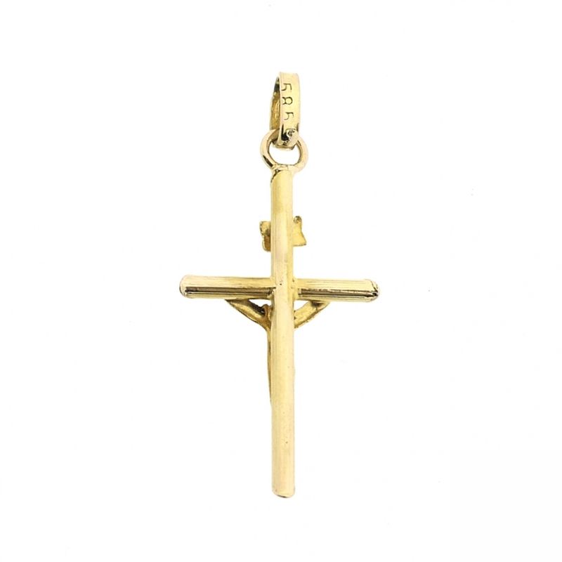 Image 3 of Gold pendant of a cross with corpus; INRI