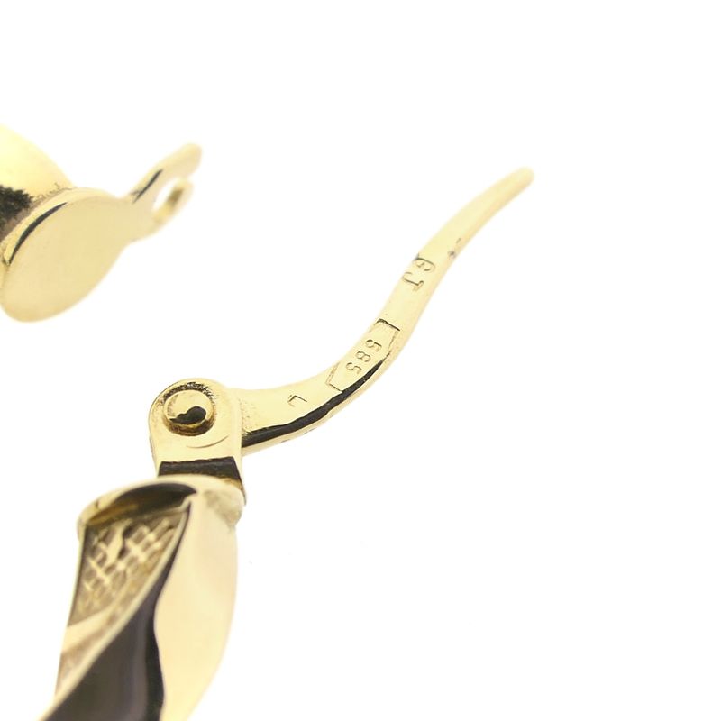 Image 7 of Gold twisted hoop earrings with Greek symbols; Ø 25.5 mm