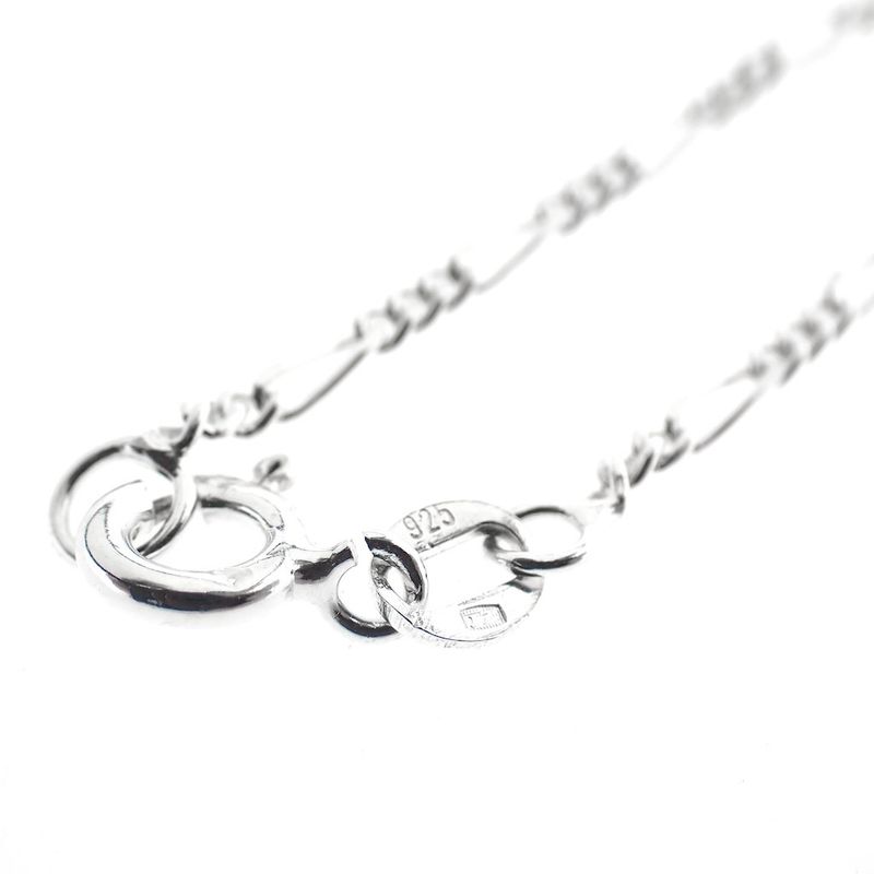 Image 5 of Silver Figaro link bracelet with four-leaf clover charms