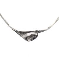 Silver necklace with a fixed pendant; Organic design | Franz Breuning