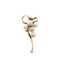 Gold Pendant with Baroque Pearl & Diamond; 14kt; 0.08 ct