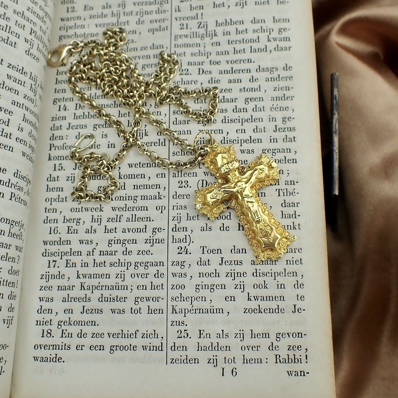 Image 3 of Antique gold pendant of a cross