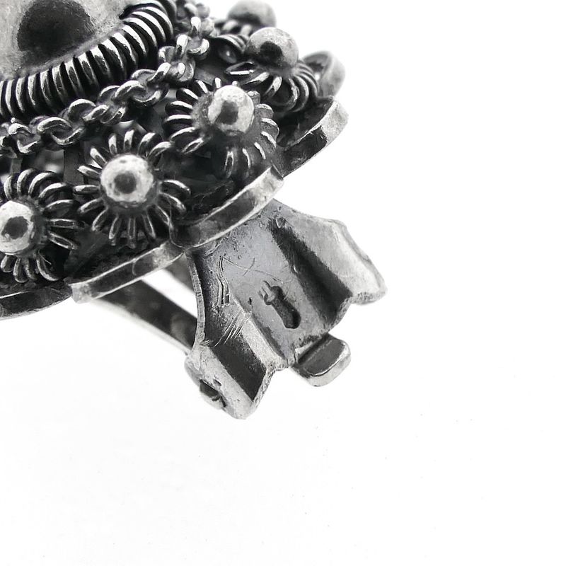 Image 6 of Silver clip-on earrings with a Zeeland button | Antique