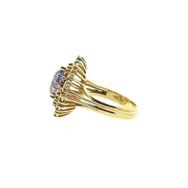 Image 7 of Gold cocktail ring with sapphire and diamonds; 0.70 ct.