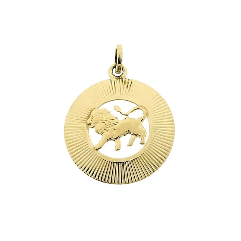 Image 1 of Fabiola gold zodiac sign pendant; Leo