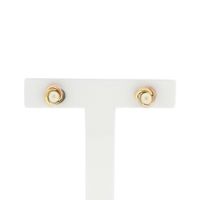 Tricolor gold stud earrings with pearl