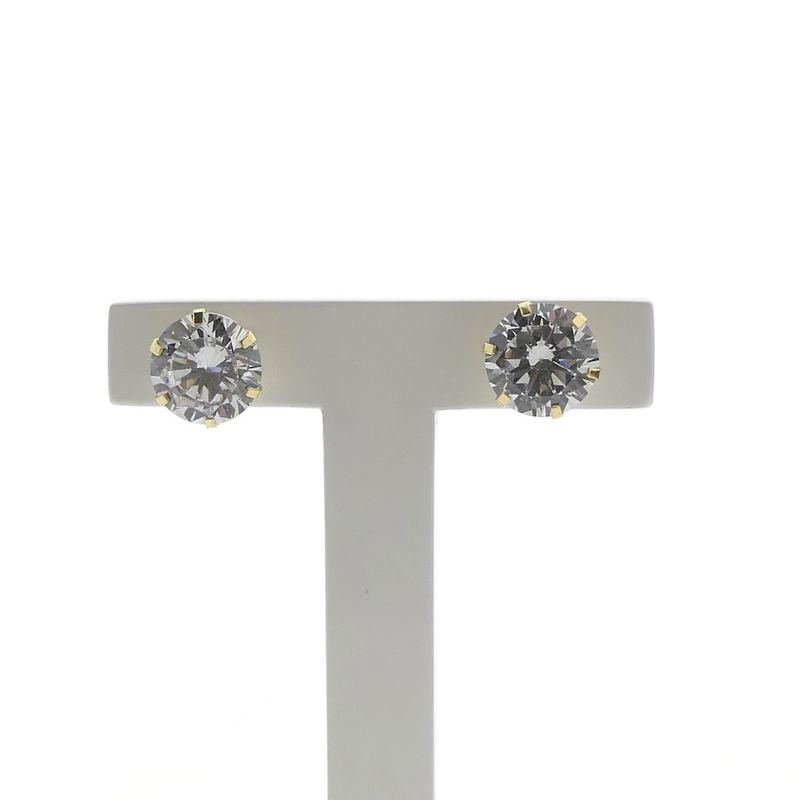 Image 1 of Gold stud earrings with zirconia