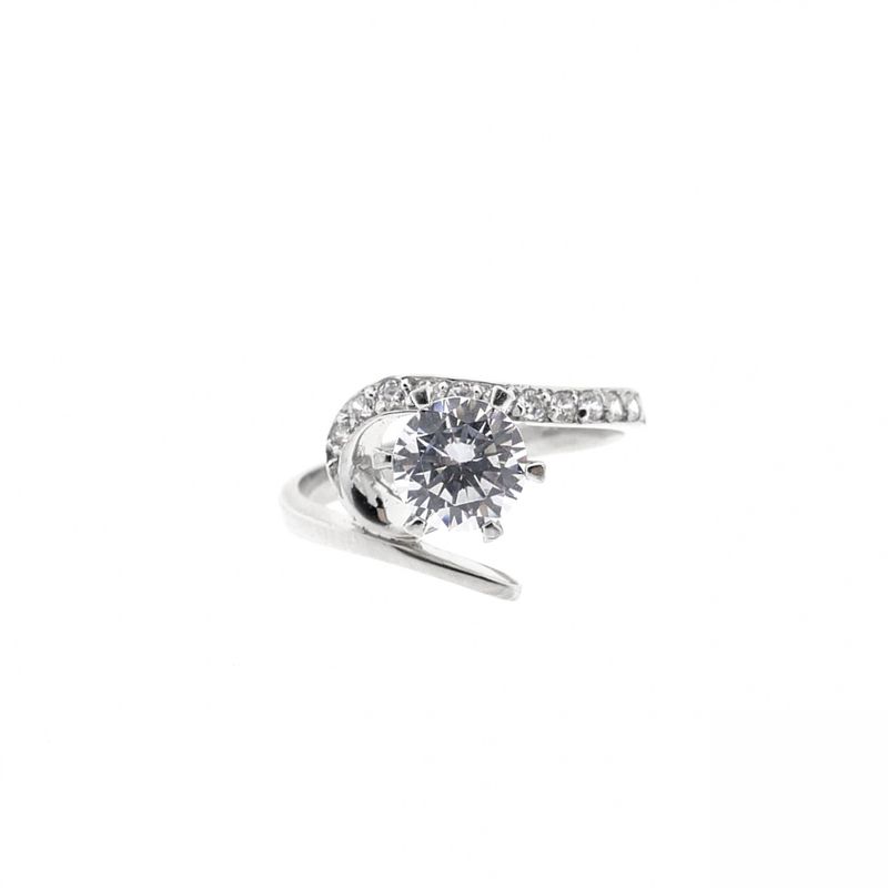 Image 7 of White gold solitaire ring with zirconia.