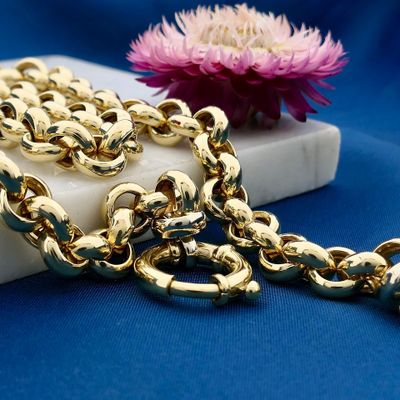 Afbeelding 2 van Gouden jasseronschakel collier | 46 cm