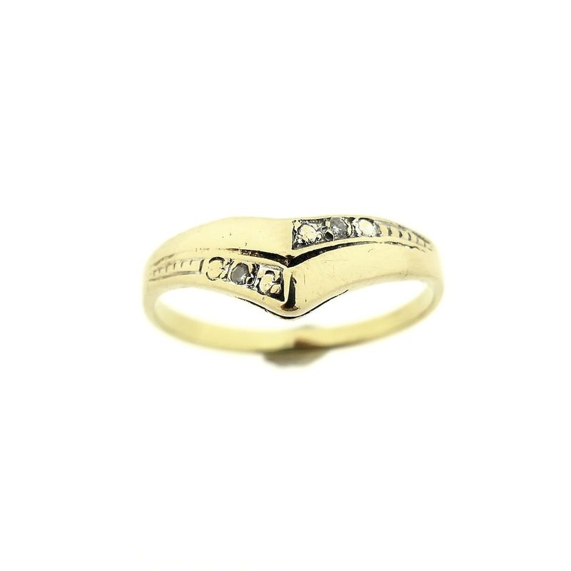 Image 3 of Gold V-shaped ring with diamond | 0.01 ct.
