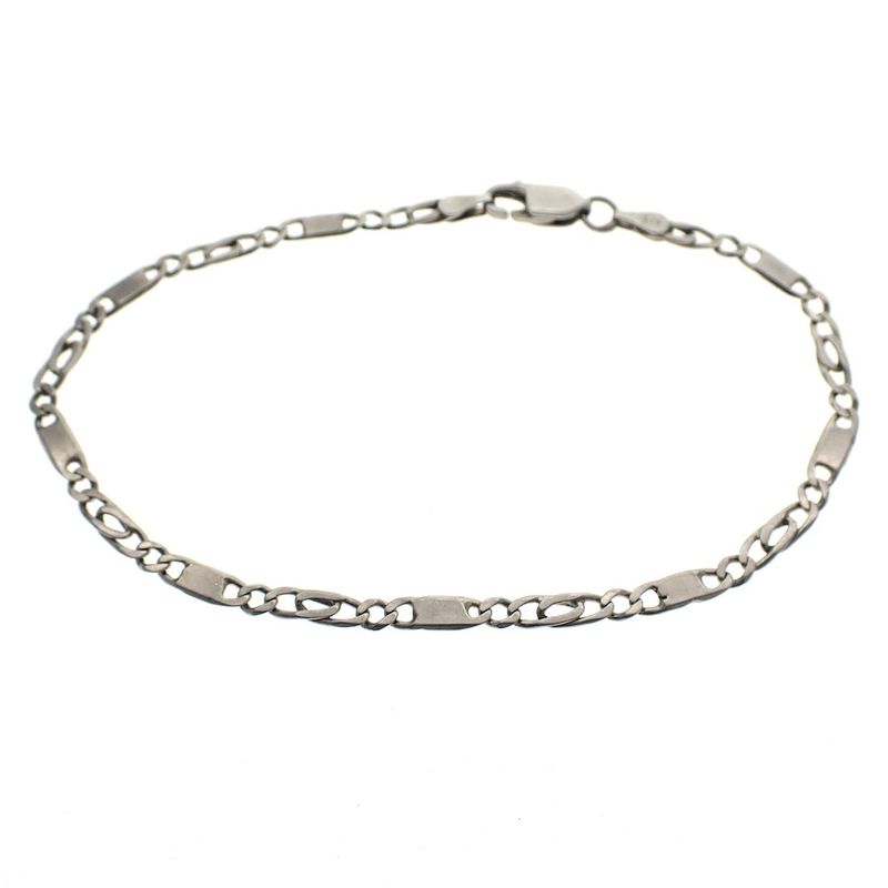 Image 1 of Silver men's bracelet with closed Figaro links | 20.5 cm