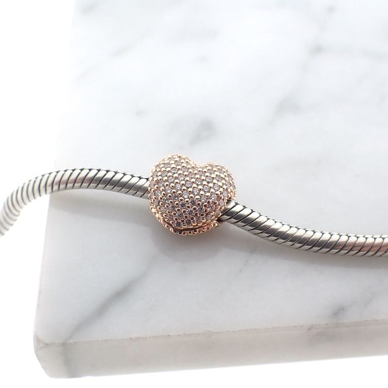 Image 2 of Pandora clip charm; Rose gold plated; Pavé Heart