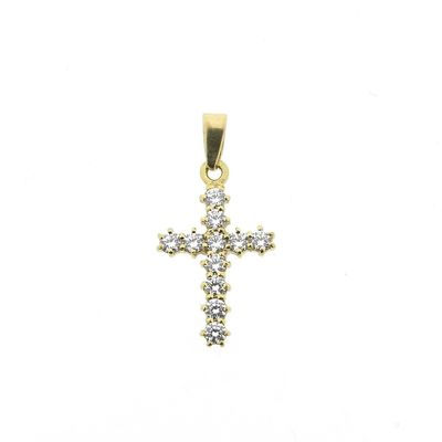 Image 1 of Gold cross pendant with zirconia