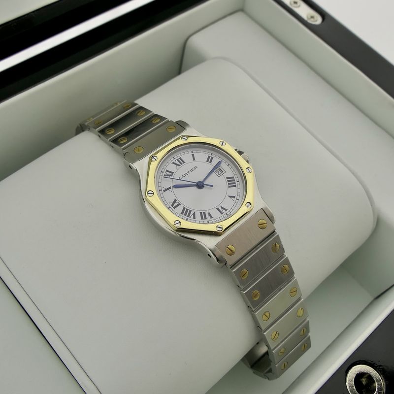 Image 15 of Cartier Santos Octagon Automatic 2966; 18k gold/steel watch