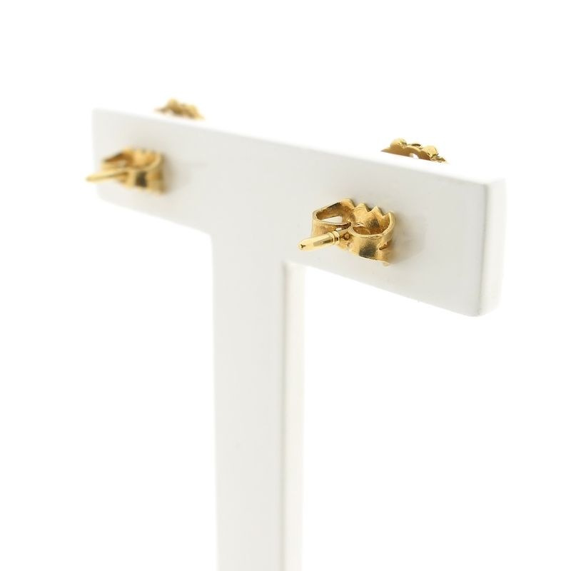 Image 4 of Antique/vintage gold stud earrings with blood coral | Filigree technique