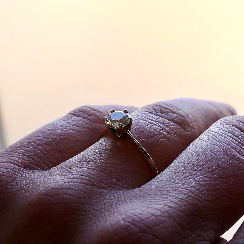 Image 7 of Gold Solitaire Ring with Zirconia