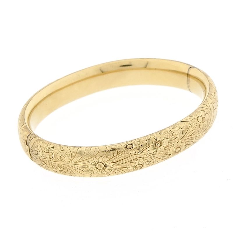 Image 5 of Vintage gold slave bracelet with engravings; Size M