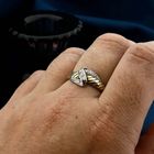 Image 4 of Gold Ring with White Sapphires; 14K; Size 17.5