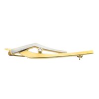 Two-tone gold dynamic brooch with zirconia