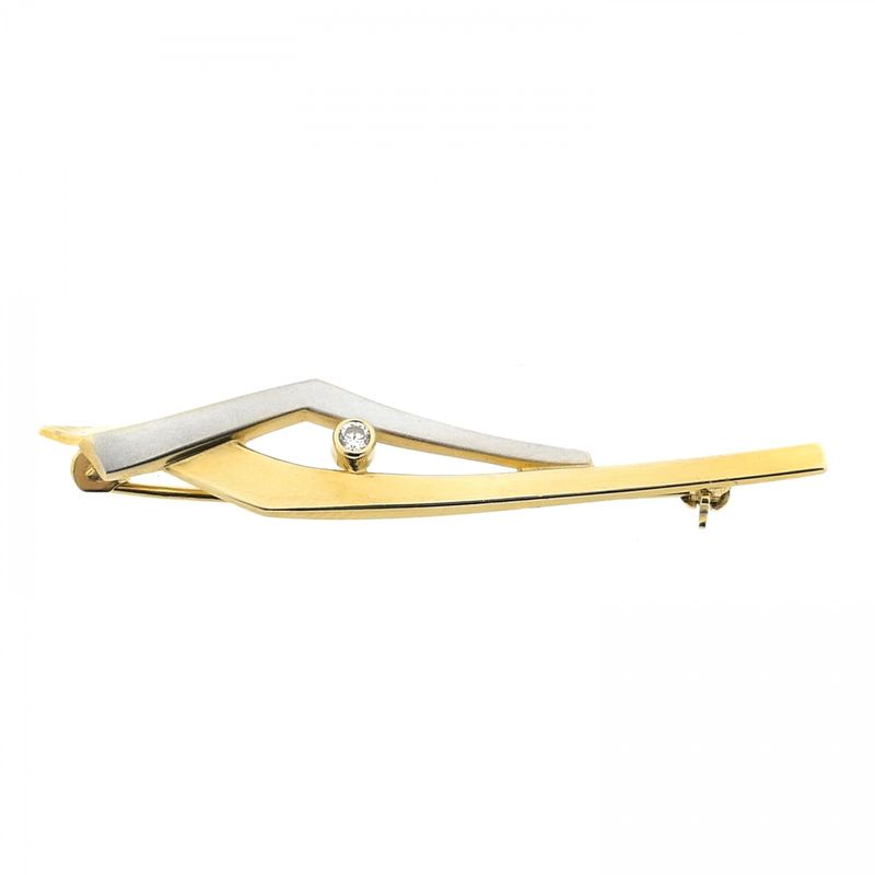 Image 1 of Two-tone gold dynamic brooch with zirconia