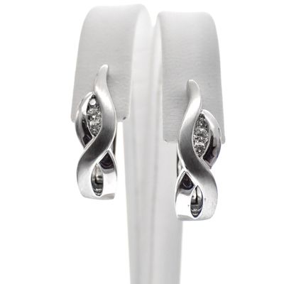 White gold earrings set with 0.12 ct. diamonds | Flame Image 2 of White gold earrings set with 0.12 ct. diamonds | Flame