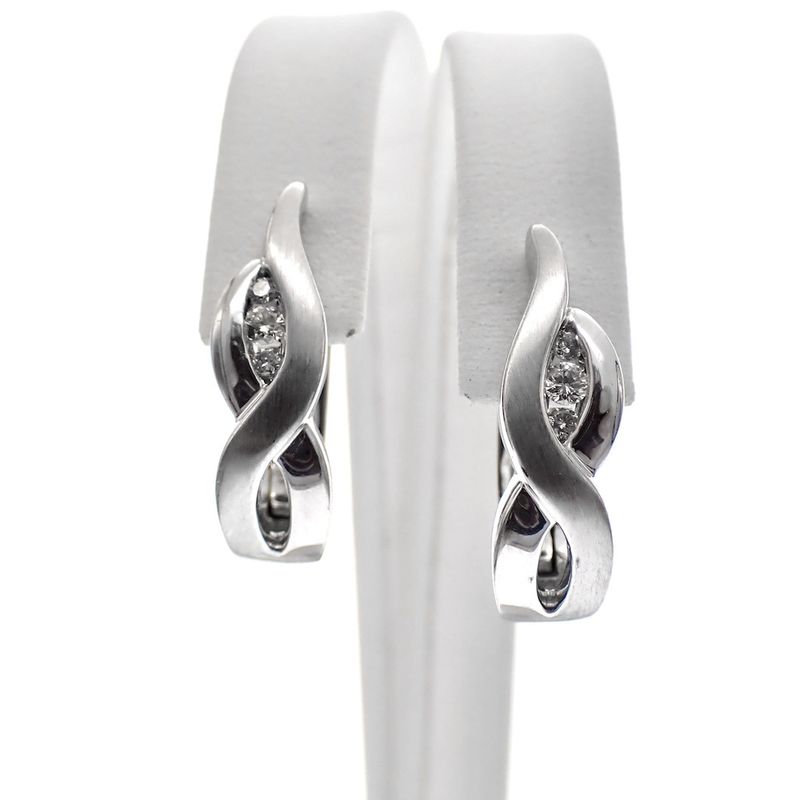 Image 2 of White gold earrings set with 0.12 ct. diamonds | Flame