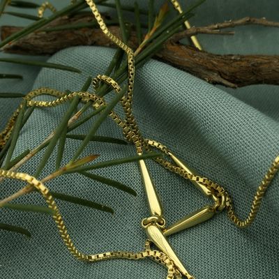 Image 2 of Long gold Venetian link chain.