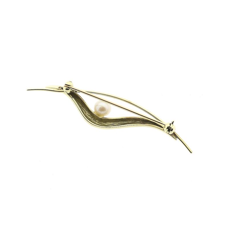 Image 5 of Vintage gold brooch with cultured pearl