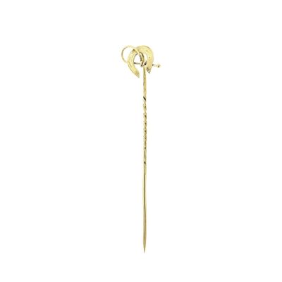 Image 1 of Gold lapel pin, horseshoe tie pin with whip
