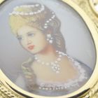 Image 7 of Vintage gold pendant/brooch with painted portrait and diamond 0.010 ct.