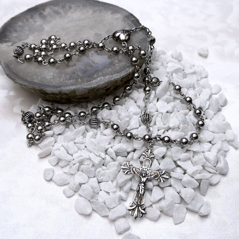 Image 3 of Silver rosary | 65 cm