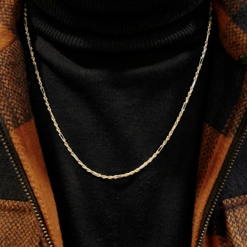 Image 9 of Two-tone gold Figarope necklace; Cento group | 60 cm