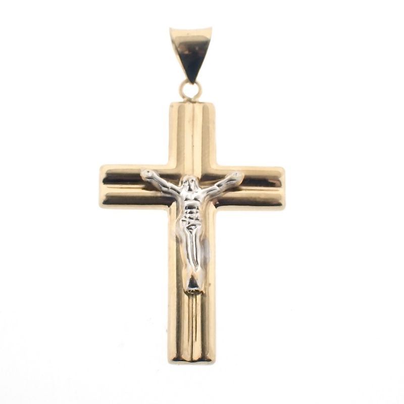 Image 1 of Two-tone gold pendant of a cross with corpus