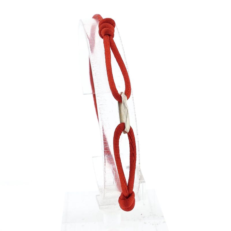 Afbeelding 8 van Rood Satijnkoordarmband met een Zilveren Closed forever schakel