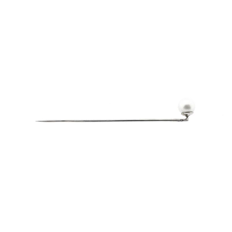Image 7 of 18K White Gold Lapel Pin with Cultured Pearl