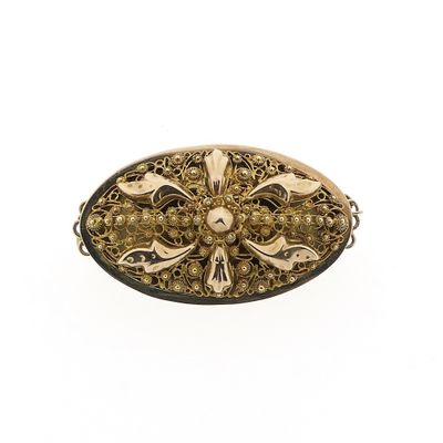 Image 1 of Antique two-tone gold brooch with filigree technique