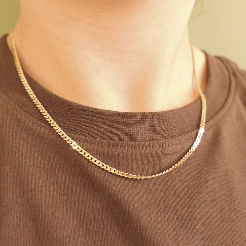 Image 8 of Gold flat gourmet link chain | 46.5 cm