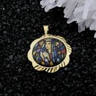 Image 2 of Gold vintage pendant of Mary and Jesus with colored enamel.