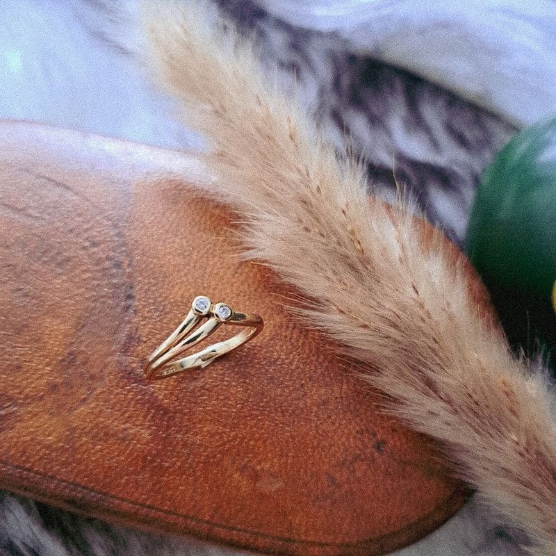 Image 2 of Golden fantasy ring with diamonds | 0.02 ct.