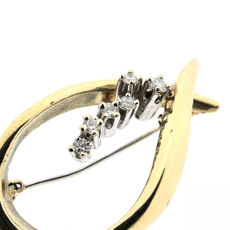 Image 7 of Gold brooch with diamonds; 0.26 ct.