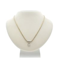 Gold snake link chain with diamond pendant; 0.17 ct. | 39 cm