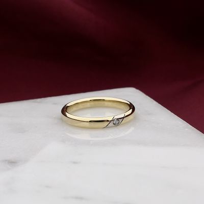 Image 2 of Bicolor Gold Wedding Ring with Diamond; 0.02 ct.