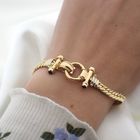 Image 3 of Gold gourmet link bracelet with sapphire; ATASAY | 21 cm