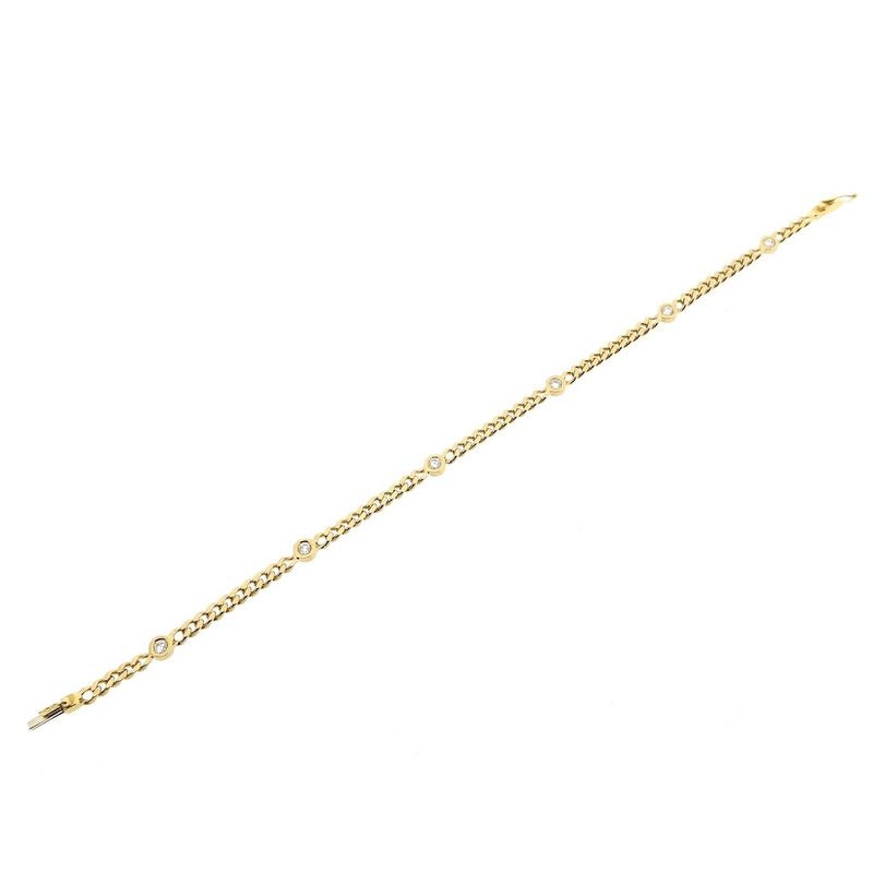 Image 8 of Gold flat gourmet link bracelet with 0.50 ct diamond.