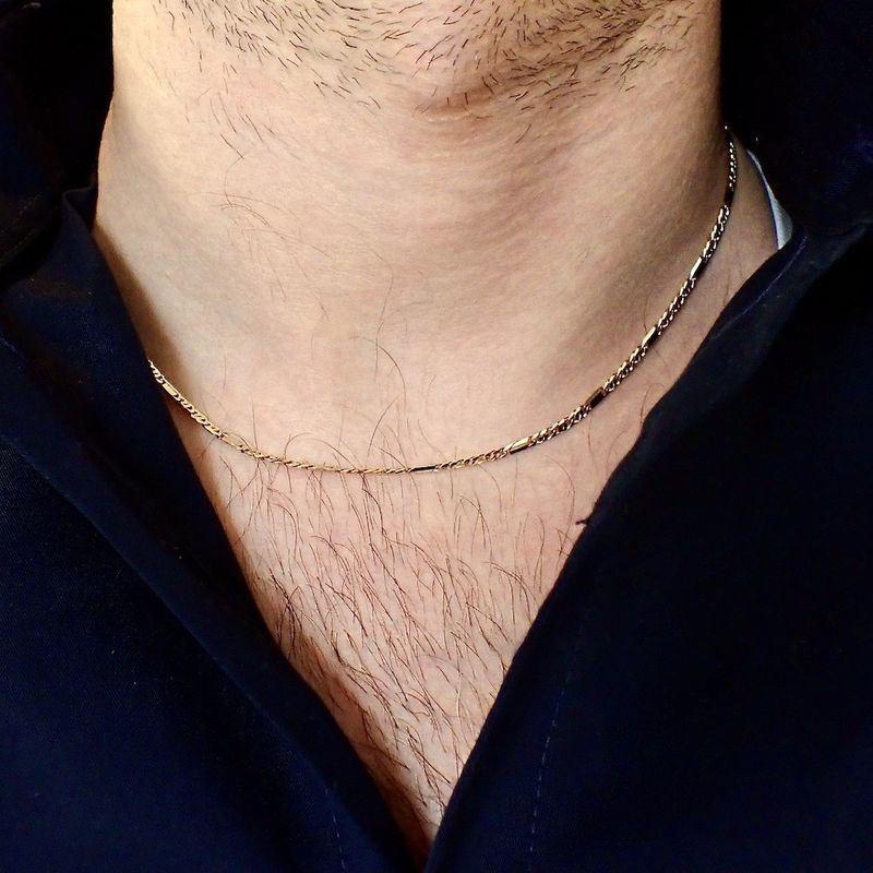 Image 4 of Golden Figaro variation link chain | 45 cm