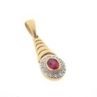 Image 4 of Gold pendant with synthetic ruby ​​and zirconia.