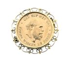 Image 1 of Gold brooch of 10 guilder coin King William III 1875