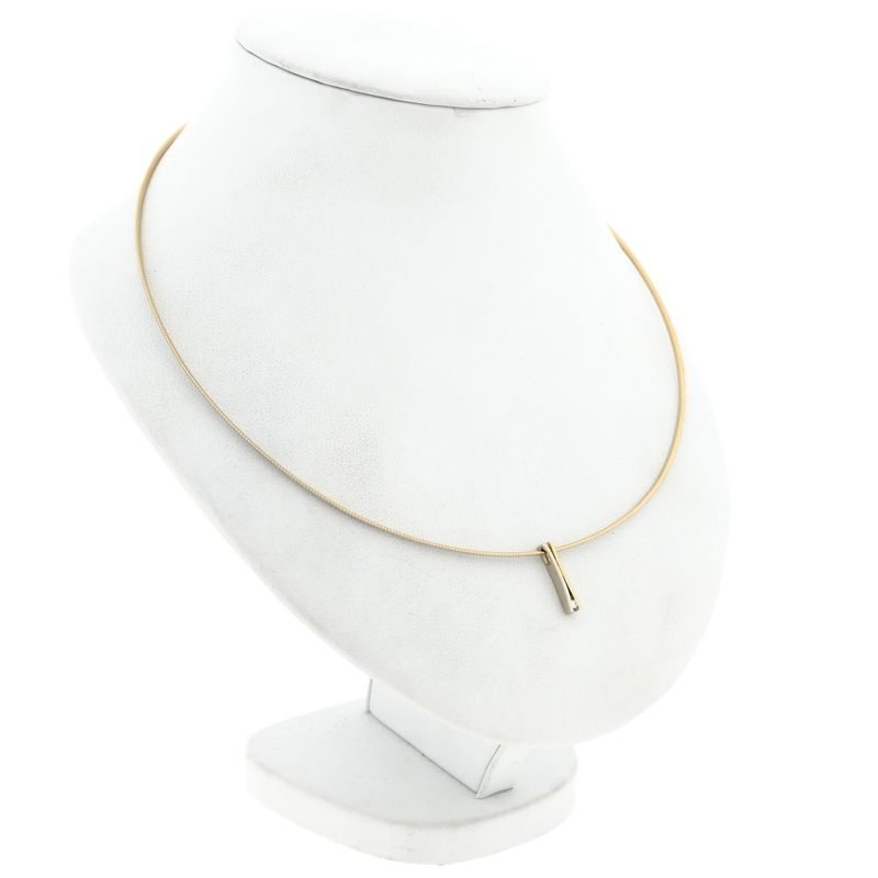 Image 5 of Bicolor Gold Minimalist Pendant with Diamond