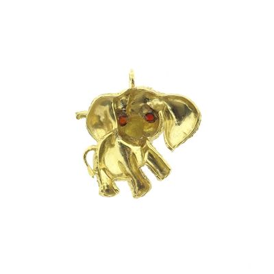 Gold pendant of an elephant with carnelian Image 2 of Gold pendant of an elephant with carnelian
