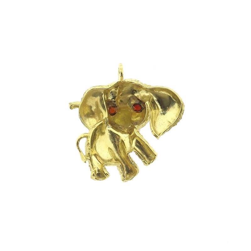 Image 2 of Gold pendant of an elephant with carnelian